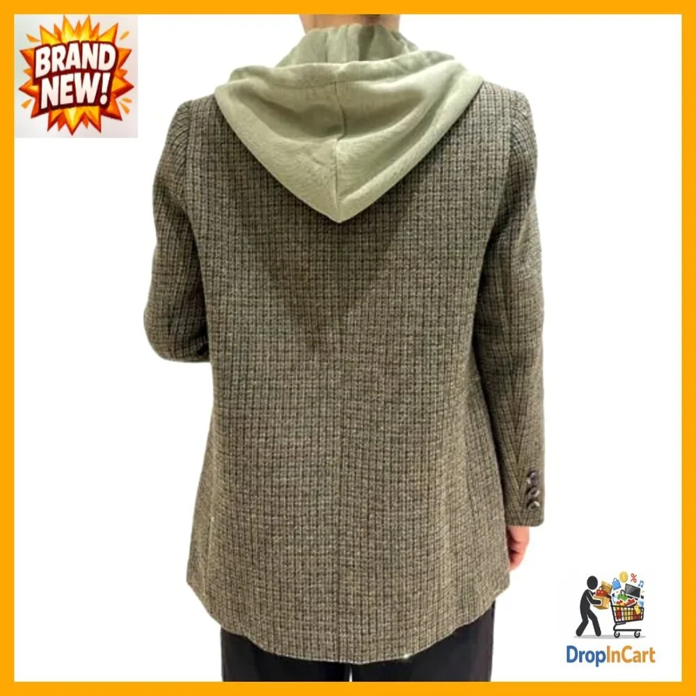 Oversized Hooded Blazer Double Breasted Loose Fit Lined Work Office Jacket_4